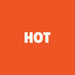 Orange background with the word 'HOT' in white